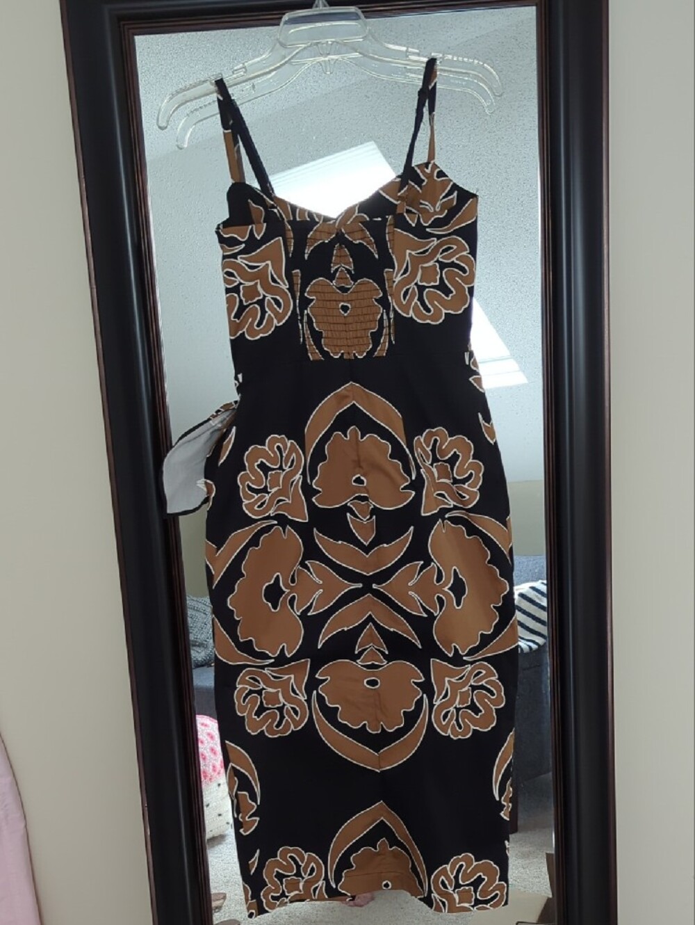 White House Black Market Black & Brown Floral Wrap-Style Midi Dress - Picture 6 of 11